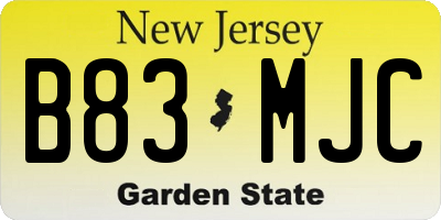 NJ license plate B83MJC