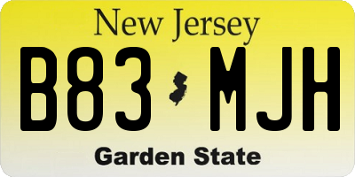 NJ license plate B83MJH