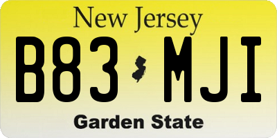 NJ license plate B83MJI