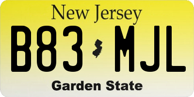 NJ license plate B83MJL