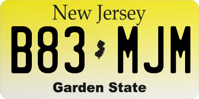 NJ license plate B83MJM
