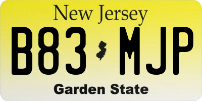 NJ license plate B83MJP