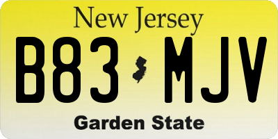 NJ license plate B83MJV