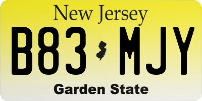 NJ license plate B83MJY