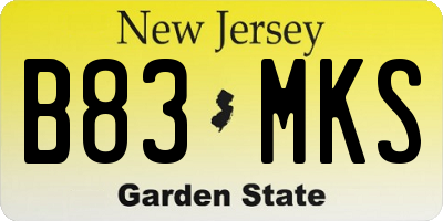 NJ license plate B83MKS
