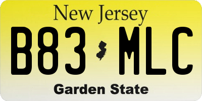 NJ license plate B83MLC