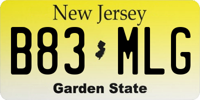 NJ license plate B83MLG