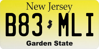 NJ license plate B83MLI