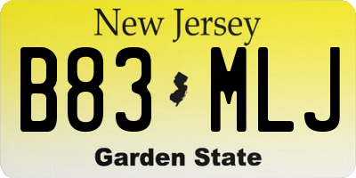 NJ license plate B83MLJ
