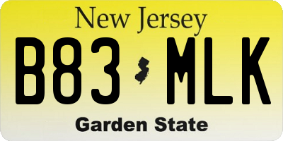 NJ license plate B83MLK