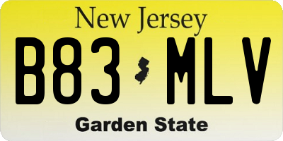 NJ license plate B83MLV