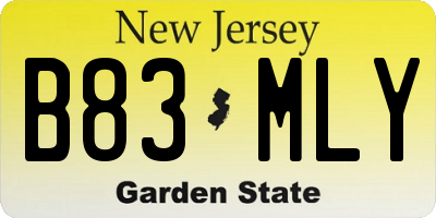 NJ license plate B83MLY