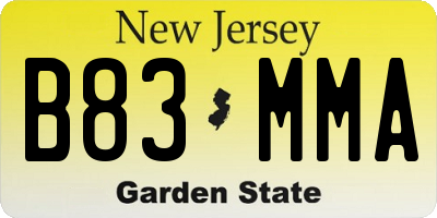 NJ license plate B83MMA