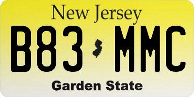 NJ license plate B83MMC