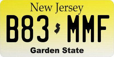NJ license plate B83MMF