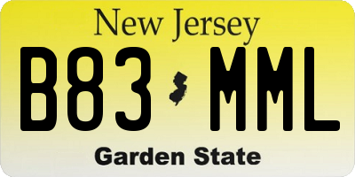 NJ license plate B83MML