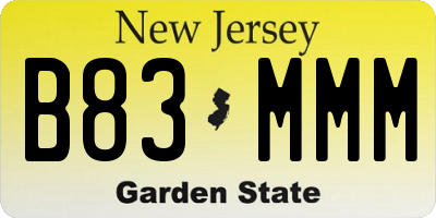 NJ license plate B83MMM