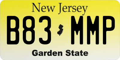 NJ license plate B83MMP