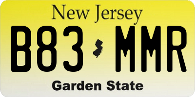 NJ license plate B83MMR