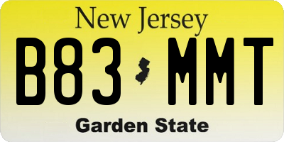 NJ license plate B83MMT
