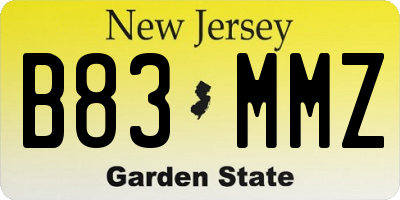 NJ license plate B83MMZ