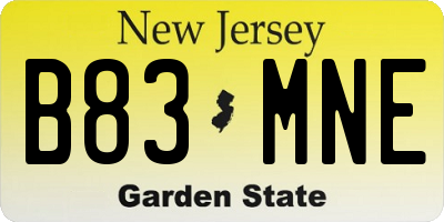 NJ license plate B83MNE