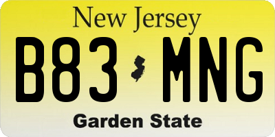 NJ license plate B83MNG