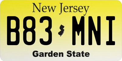 NJ license plate B83MNI