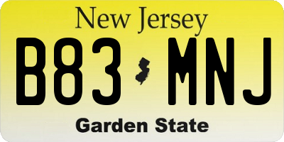 NJ license plate B83MNJ