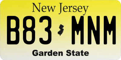 NJ license plate B83MNM