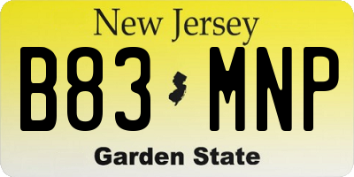 NJ license plate B83MNP