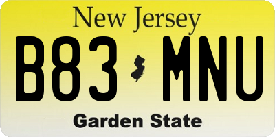 NJ license plate B83MNU