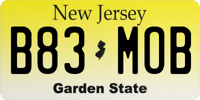 NJ license plate B83MOB