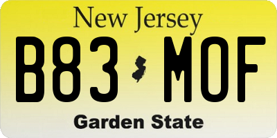 NJ license plate B83MOF