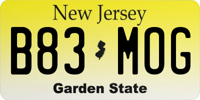 NJ license plate B83MOG