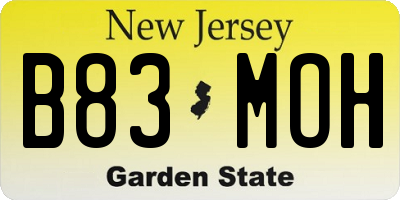NJ license plate B83MOH