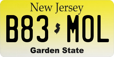 NJ license plate B83MOL