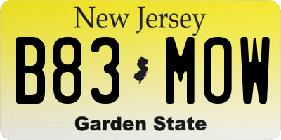 NJ license plate B83MOW