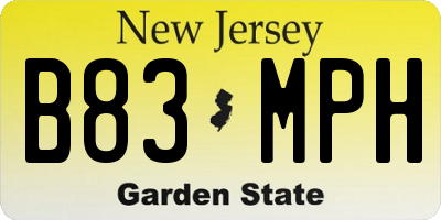 NJ license plate B83MPH