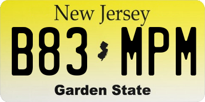 NJ license plate B83MPM
