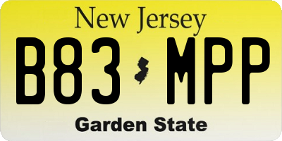 NJ license plate B83MPP