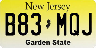 NJ license plate B83MQJ