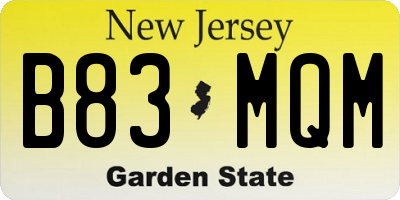 NJ license plate B83MQM