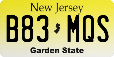 NJ license plate B83MQS