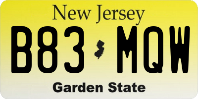 NJ license plate B83MQW