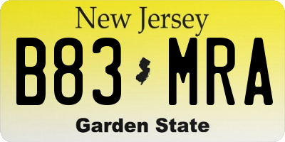 NJ license plate B83MRA