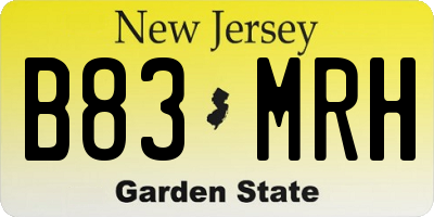 NJ license plate B83MRH