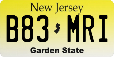 NJ license plate B83MRI