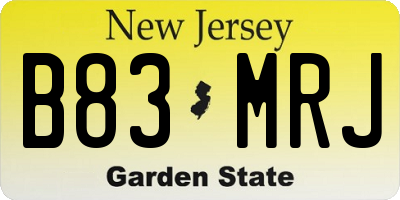NJ license plate B83MRJ
