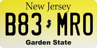 NJ license plate B83MRO